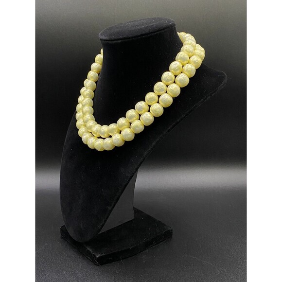 Necklace Gold Tone Faux Pearl Double Strand - Free Shipping - Picture 2 of 6